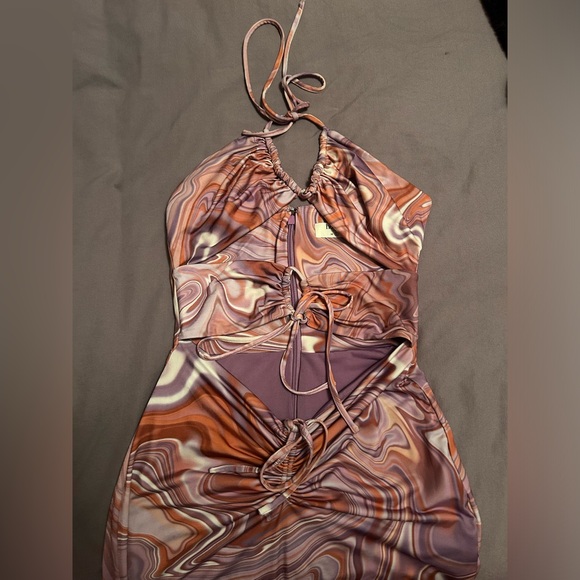 Multicolor Halter Cut-Out Dress - Picture 3 of 9